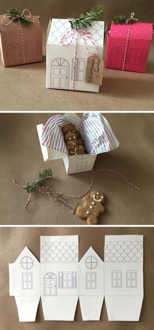 Cách gói hộp quà sinh nhật bằng ngôi nhà mini bằng giấy