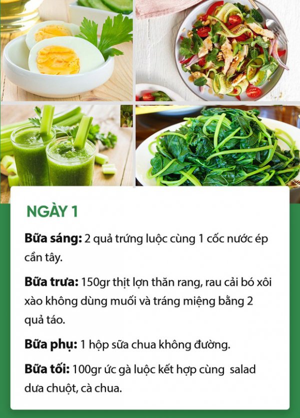 Thực đơn giảm cân của nhật bản ngày 1