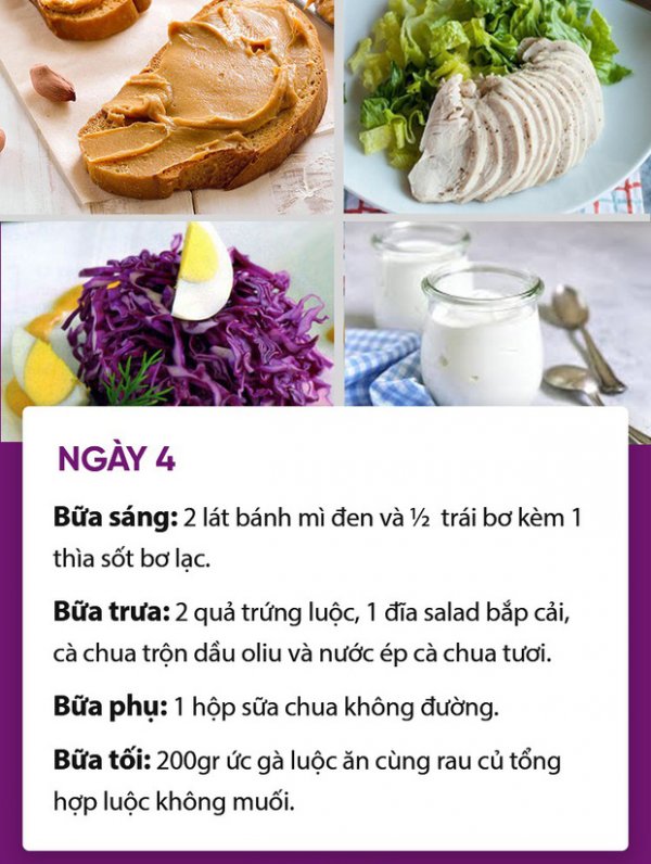 Thực đơn giảm cân của phụ nữ Nhật ngày 4