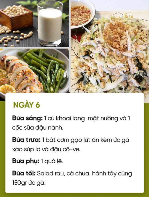 Thực đơn giảm cân nhanh của người Nhật ngày 6