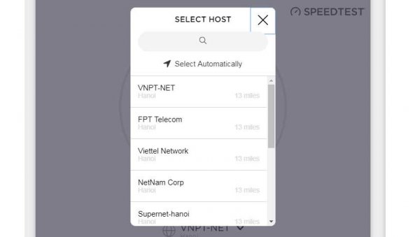 Chọn nhà mạng mà bạn đang sử dụng như viettel, vnpt, fpt,.. để kiểm tra tốc độ
