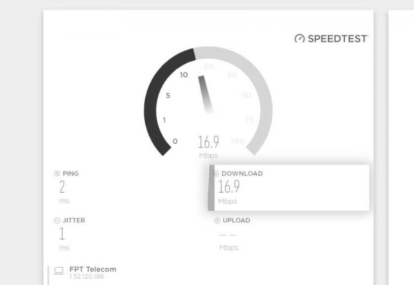 Và cuối cùng là kết quả cũng như trang Speedtest - test speed wifi