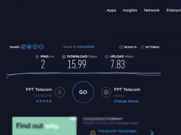 Và cuối cùng là kết quả của test internet nhà bạn