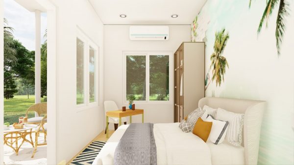 Chỉ với 1 thùng container duy nhất không gian được mở rộng bằng cách nới sàn