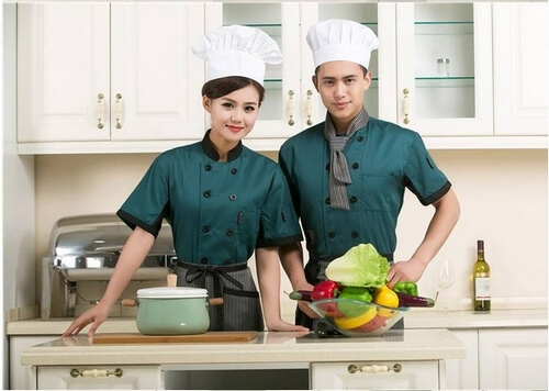 Đồng phục màu xanh hiện đại cho nhân viên bếp