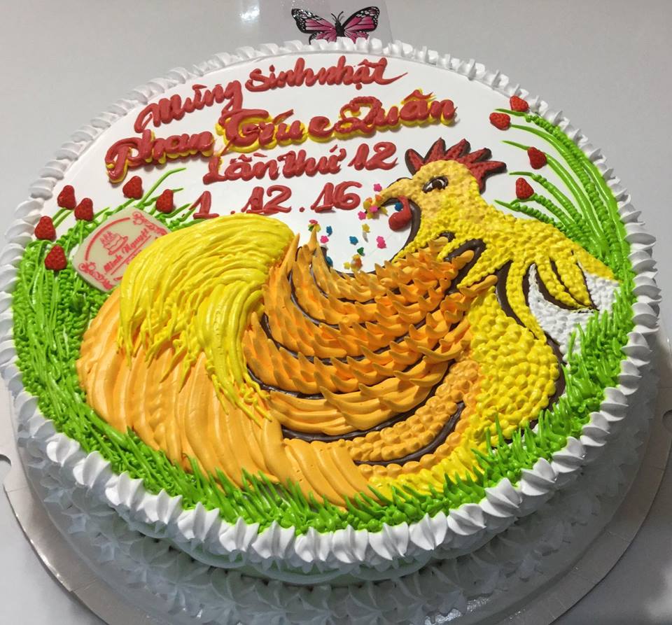 Bánh vẽ con gà đẹp