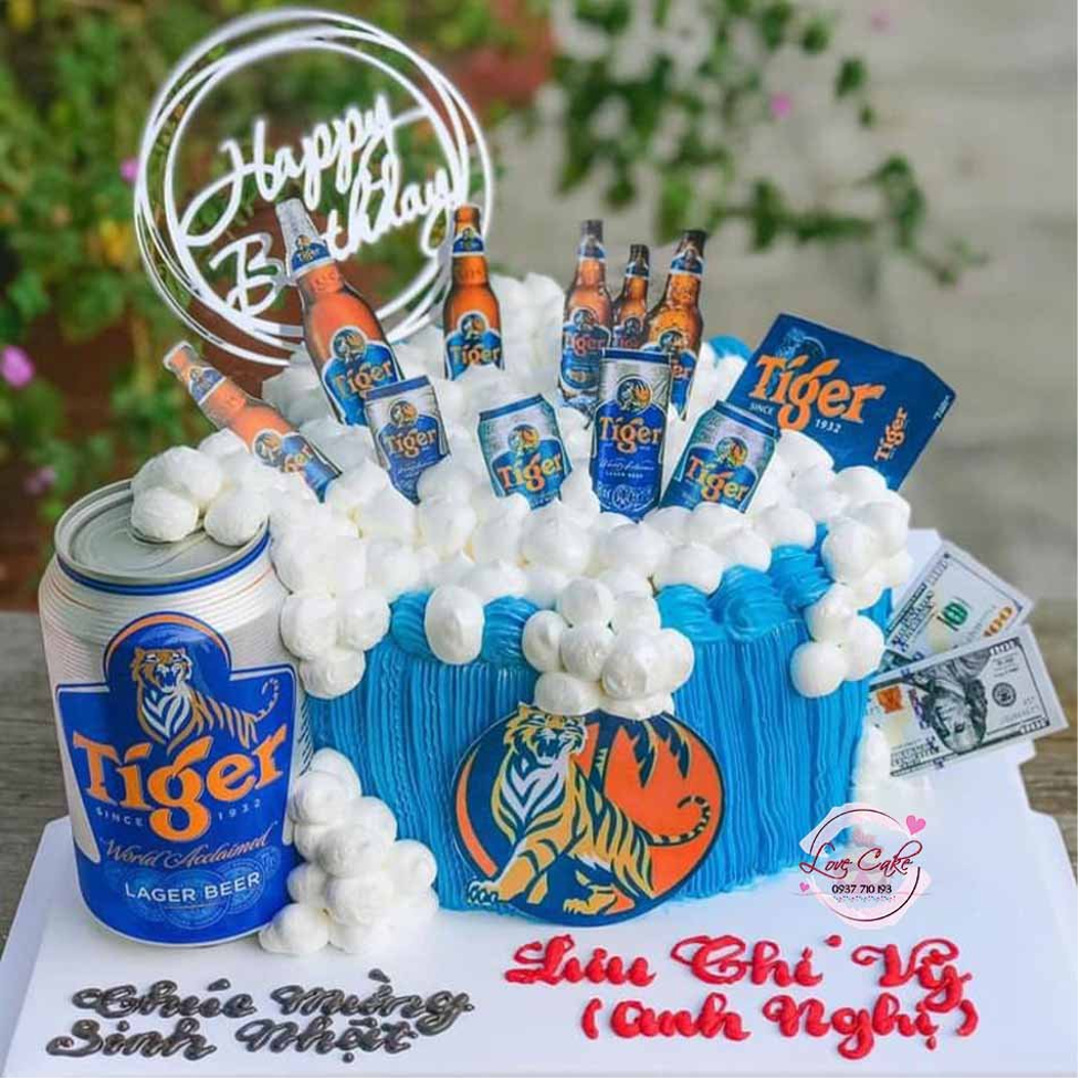 Mẫu bánh kem hài hước bia tiger