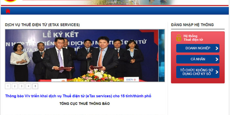 Trang web https://thuedientu.gdt.gov.vn