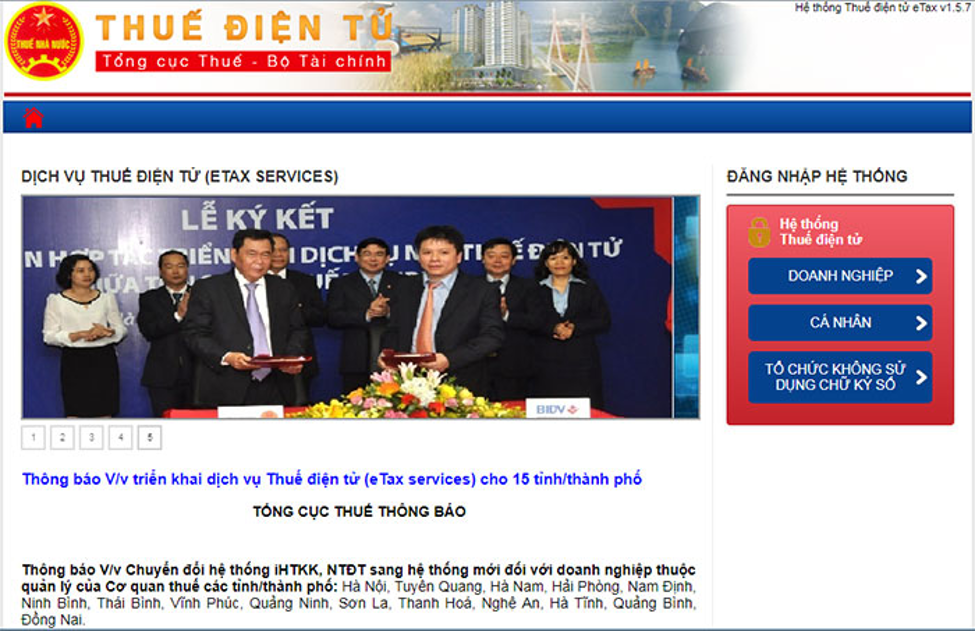 Trang web https://thuedientu.gdt.gov.vn