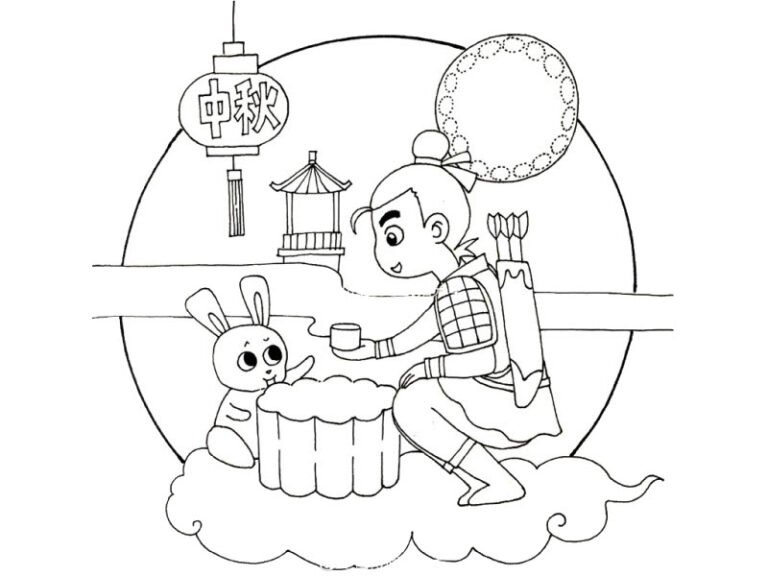 Mẫu tranh ảnh tô màu bánh trung thu cute cho mấy bé