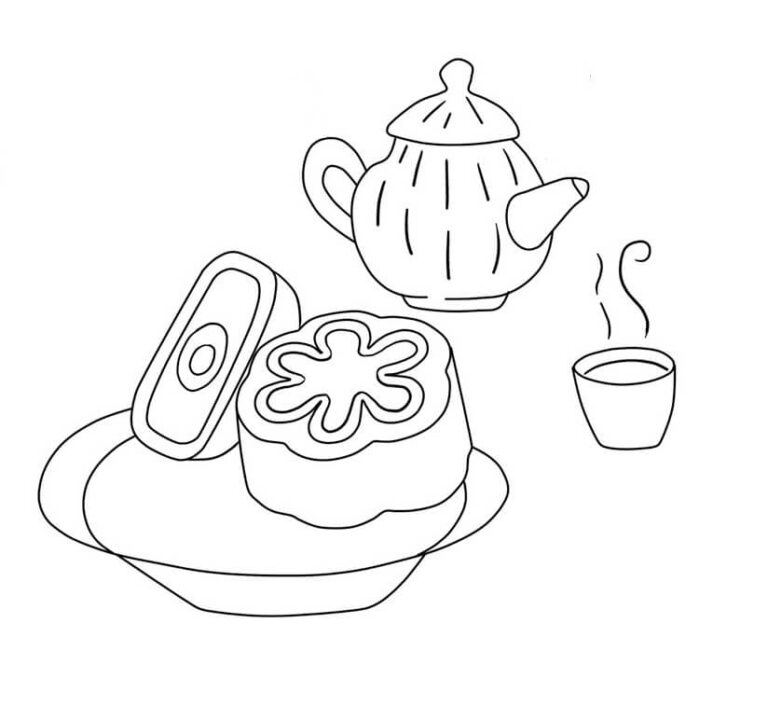 Mẫu tranh ảnh tô màu bánh trung thu dễ thương dành cho mấy bé nhỏ