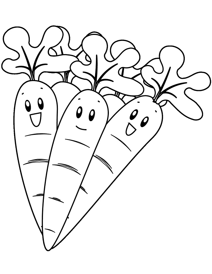 Mẫu tranh tô màu 3 củ cà rốt cực đáng yêu