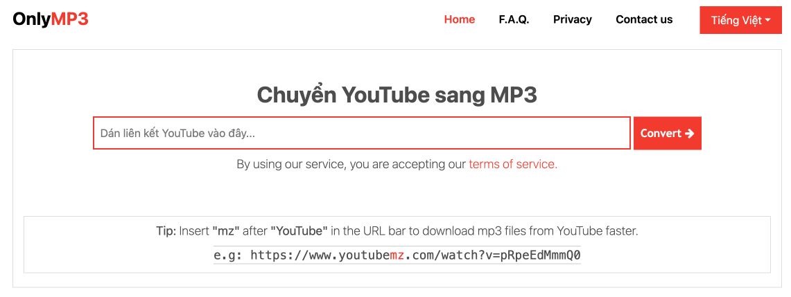 Website chuyển đổi YouTube sang MP3 miễn phí 