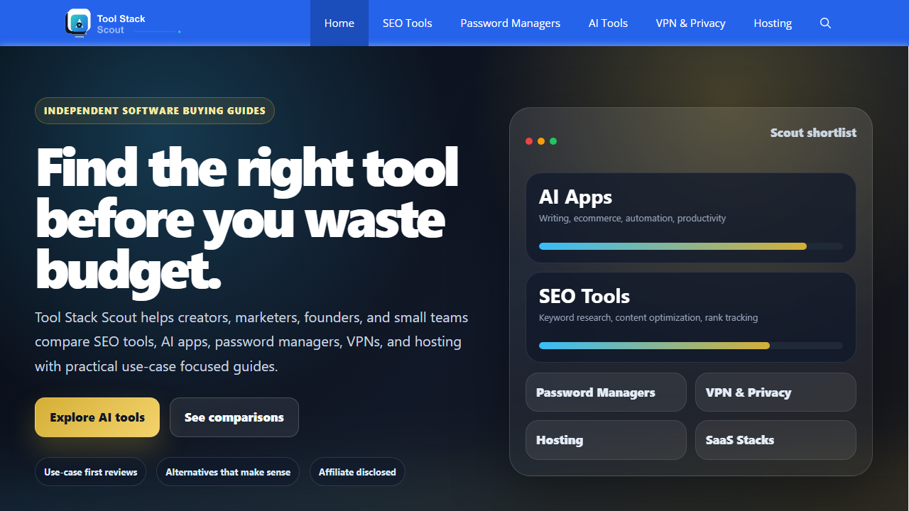 ToolStackScout đánh giá công cụ AI