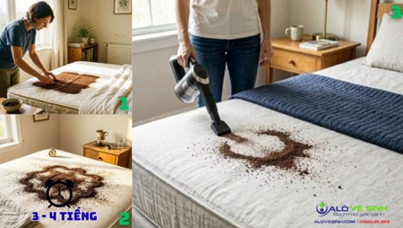 Hình 3- Các bước thực hiện khử mùi nệm